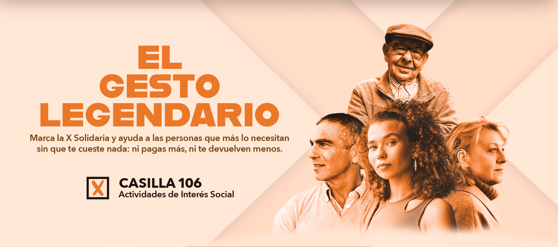 El gesto legendario. Marca la x solidaria y ayuda a las personas que más lo necesitan sin que te cueste nada; ni pagas más ni te devuelven menos.